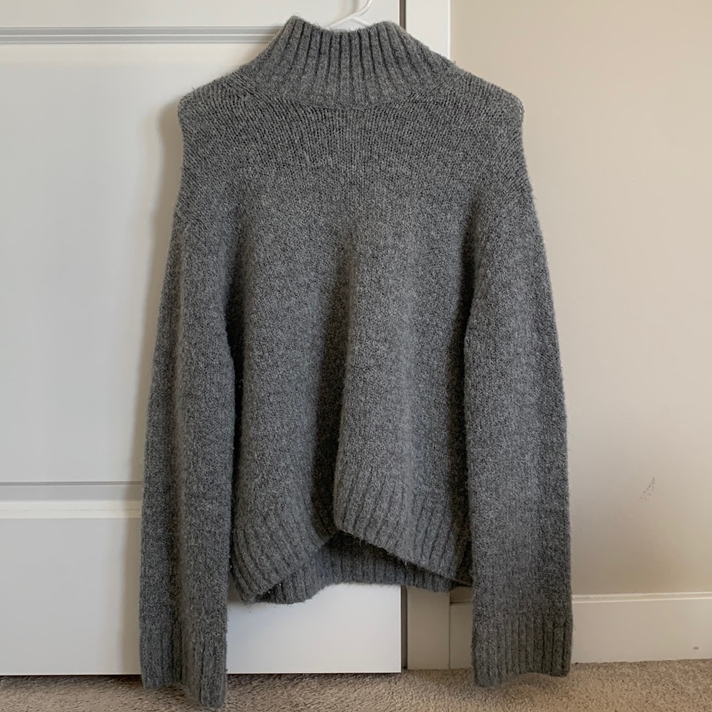 fuzzy gray sweater